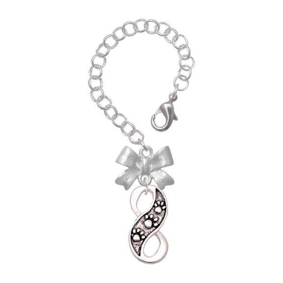 Delight Jewelry Silvertone Paw Prints Infinity - Silvertone Bow Charm Accessory for Tumblers and Thermal Cups
