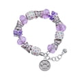thumbnail image 1 of Delight Jewelry Silvertone Paw - Round Seal Purple Butterfly Bead Charm Bracelet, 7"+1" Extender, 1 of 5