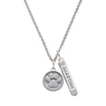 thumbnail image 1 of Delight Jewelry Silvertone Paw - Round Seal Silvertone Guardian Angel Bar Charm Necklace, 23", 1 of 4
