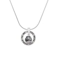 thumbnail image 1 of Delight Jewelry Silvertone Paw on Hatched Background Spinners Silver-tone You Mean the World to Me Ring Necklace, 18", 1 of 4
