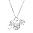 thumbnail image 1 of Delight Jewelry Silvertone Peace Sign Ribbon Heart Let Things Go Fall Zoey Charm Necklace, 28", 1 of 4