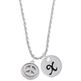 thumbnail image 1 of Delight Jewelry Silvertone Peace Sign - Round Seal Silvertone Script Initial Disc - X - Charm Necklace, 20"+3", 1 of 1