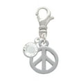 thumbnail image 1 of Delight Jewelry Silvertone Peace Sign - Silvertone Clip on Charm with Clear Crystal Drop, 1 of 4