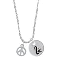 thumbnail image 1 of Delight Jewelry Silvertone Peace Sign Silvertone Script Initial Disc - & - Charm Necklace, 20"+3", 1 of 4