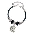 thumbnail image 1 of Delight Jewelry Silvertone Pebble Border Initial - C Best Friend Celtic Knot Leather Bead Bracelet, 7"+2" Extender, 1 of 4
