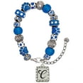 thumbnail image 1 of Delight Jewelry Silvertone Pebble Border Initial - C Blue Paw Print Bead Bracelet, 7"+2", 1 of 4