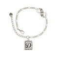 thumbnail image 1 of Delight Jewelry Silvertone Pebble Border Initial - D Silver-tone Paw Infinity Link Chain Bracelet, 6"+2" Extender, 1 of 3