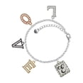 thumbnail image 1 of Delight Jewelry Silvertone Pebble Border Initial - E Multi-Colored Crystal Love Charm Bracelet, 1 of 5