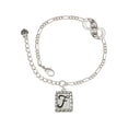 thumbnail image 1 of Delight Jewelry Silvertone Pebble Border Initial - F Silver-tone Paw Infinity Link Chain Bracelet, 6"+2" Extender, 1 of 3