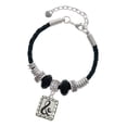 thumbnail image 1 of Delight Jewelry Silvertone Pebble Border Initial - & Grandmother Celtic Knot Leather Bead Bracelet, 7"+2" Extender, 1 of 4