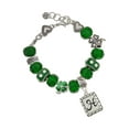 thumbnail image 1 of Delight Jewelry Silvertone Pebble Border Initial - H - Green Irish Luck Bead Charm Bracelet, 7.5", 1 of 4