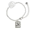 thumbnail image 1 of Delight Jewelry Silvertone Pebble Border Initial - H Silver-tone Flower Link Chain Bracelet, 6.75"+2" Extender, 1 of 4