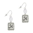 thumbnail image 1 of Delight Jewelry Silvertone Pebble Border Initial - H Silvertone Leaf French Earrings, 1 of 5