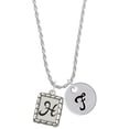 thumbnail image 1 of Delight Jewelry Silvertone Pebble Border Initial - H Silvertone Script Initial Disc - F - Charm Necklace, 20"+3", 1 of 4