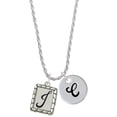 thumbnail image 1 of Delight Jewelry Silvertone Pebble Border Initial - J Silvertone Script Initial Disc - C - Charm Necklace, 20"+3", 1 of 4