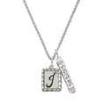 thumbnail image 1 of Delight Jewelry Silvertone Pebble Border Initial - J Silvertone Sisters Best Friends Forever Bar Charm Necklace, 23", 1 of 4