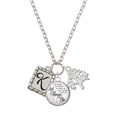 thumbnail image 1 of Delight Jewelry Silvertone Pebble Border Initial - K Let Things Go Fall Zoey Charm Necklace, 28", 1 of 4