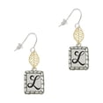 thumbnail image 1 of Delight Jewelry Silvertone Pebble Border Initial - L Goldtone Leaf French Earrings, 1 of 4