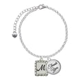 thumbnail image 1 of Delight Jewelry Silvertone Pebble Border Initial - M - Domed Thank You Charm Bracelet, 6"+2", 1 of 5