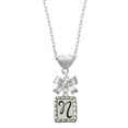 thumbnail image 1 of Delight Jewelry Silvertone Pebble Border Initial - N Silver tone Bow Heart Necklace, 1 of 4