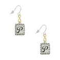 thumbnail image 1 of Delight Jewelry Silvertone Pebble Border Initial - P Gold Tone Infinity French Earrings, 1 of 4