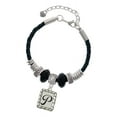 thumbnail image 1 of Delight Jewelry Silvertone Pebble Border Initial - P Mother Celtic Knot Leather Bead Bracelet, 7"+2" Extender, 1 of 1