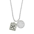 thumbnail image 1 of Delight Jewelry Silvertone Pebble Border Initial - R She is Clothed in Stength and Dignity Charm Necklace, 20"+3", 1 of 4