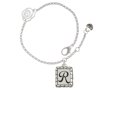 thumbnail image 1 of Delight Jewelry Silvertone Pebble Border Initial - R Silver-tone Rose Link Chain Bracelet, 6.25"+1.75" Extender, 1 of 4