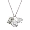 thumbnail image 1 of Delight Jewelry Silvertone Pebble Border Initial - S Let Things Go Fall Zoey Charm Necklace, 28", 1 of 4