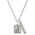 thumbnail image 1 of Delight Jewelry Silvertone Pebble Border Initial - S Silvertone Mother Daughter Bar Charm Necklace, 23", 1 of 4