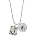thumbnail image 1 of Delight Jewelry Silvertone Pebble Border Initial - S Silvertone Script Initial Disc - E - Charm Necklace, 20"+3", 1 of 4