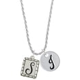 thumbnail image 1 of Delight Jewelry Silvertone Pebble Border Initial - S Silvertone Script Initial Disc - J - Charm Necklace, 20"+3", 1 of 4