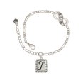 thumbnail image 1 of Delight Jewelry Silvertone Pebble Border Initial - T Silver-tone Paw Infinity Link Chain Bracelet, 6"+2" Extender, 1 of 3