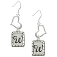 thumbnail image 1 of Delight Jewelry Silvertone Pebble Border Initial - W Open Heart French Earrings, 1 of 4