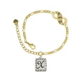 thumbnail image 1 of Delight Jewelry Silvertone Pebble Border Initial - X Gold-tone Paw Infinity Link Chain Bracelet, 6"+2" Extender, 1 of 3