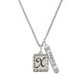 thumbnail image 1 of Delight Jewelry Silvertone Pebble Border Initial - X Silvertone Family Bar Charm Necklace, 23", 1 of 1