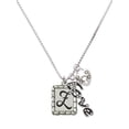 thumbnail image 1 of Delight Jewelry Silvertone Pebble Border Initial - Z - Love and Lock Charm Necklace, 18"+1", 1 of 4