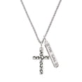 thumbnail image 1 of Delight Jewelry Silvertone Pebble Cross Silvertone Hope Anchors the Soul Bar Charm Necklace, 23", 1 of 4