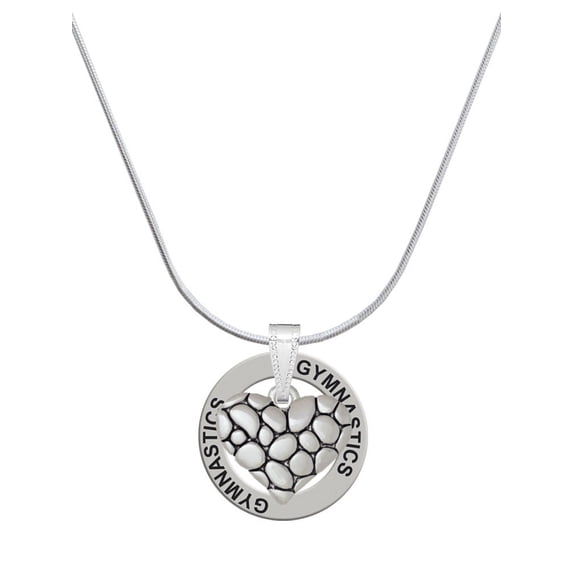 Delight Jewelry Silvertone Pebble Heart Gymnastics Ring Charm Necklace, 18"