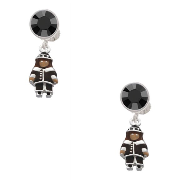 Delight Jewelry Silvertone Pilgrim Boy Black Crystal Clip on Earrings