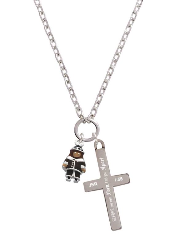 Silvertone Pilgrim Boy I Set You Apart Engraved Cross Zoey Necklace, 28"