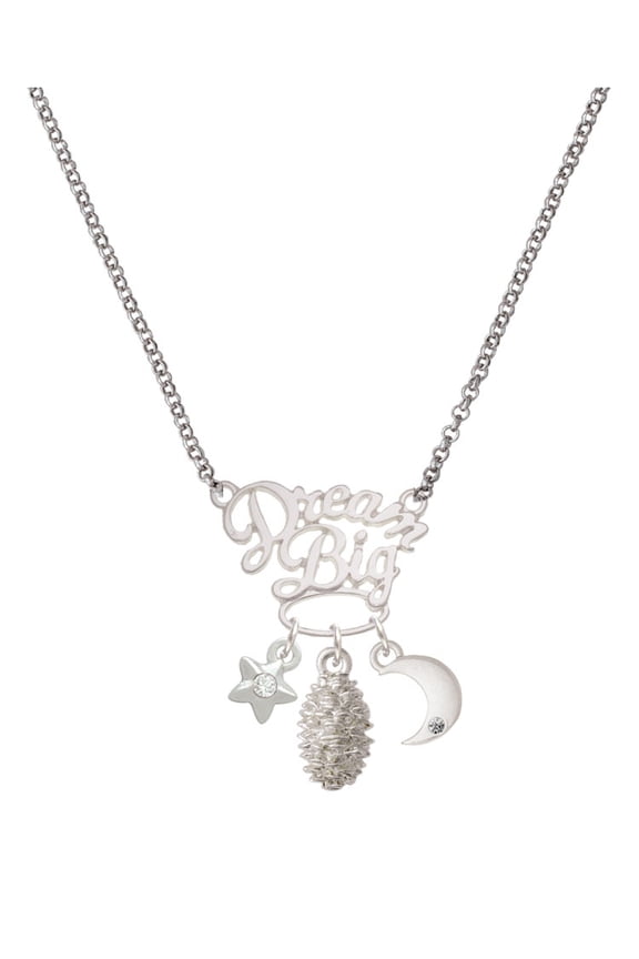 Silvertone Pine Cone Silvertone Dream Big Pendant Necklace, 25"