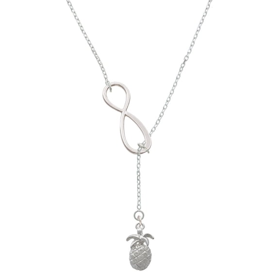 Delight Jewelry Silvertone Pineapple Silver tone Elegant Infinity Lariat Necklace