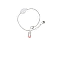 thumbnail image 1 of Delight Jewelry Silvertone Pink Baby Safety Pin - Silvertone Leaf Delicate Bracelet, 6.25+1.75", 1 of 3