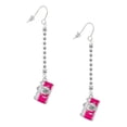 thumbnail image 1 of Delight Jewelry Silvertone Pink Camera - Silver-tone Long Sparkle Dangle French Earrings, 1 of 4