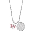thumbnail image 1 of Delight Jewelry Silvertone Pink Dragonfly with Crystal She is Clothed in Stength and Dignity Charm Necklace, 20"+3", 1 of 4