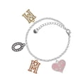 thumbnail image 1 of Delight Jewelry Silvertone Pink Enamel Heart with Paw Prints Multi-Colored Crystal Mom Charm Bracelet, 1 of 4