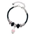 thumbnail image 1 of Delight Jewelry Silvertone Pink Heart Spinner Mom Celtic Knot Leather Bead Bracelet, 7"+2" Extender, 1 of 4