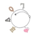 thumbnail image 1 of Delight Jewelry Silvertone Pink Heart with Nurse Hat Multi-Colored Crystal Love Charm Bracelet, 1 of 5