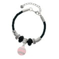 thumbnail image 1 of Delight Jewelry Silvertone Pink Tennis Ball with Clear Crystals Sister Celtic Knot Leather Bead Bracelet, 7"+2" Extender, 1 of 4